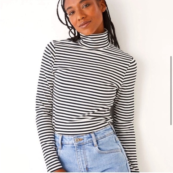 Frank & Oak Tops - NWOT Frank and Oak Long Sleeve Mockneck, black and white stripe